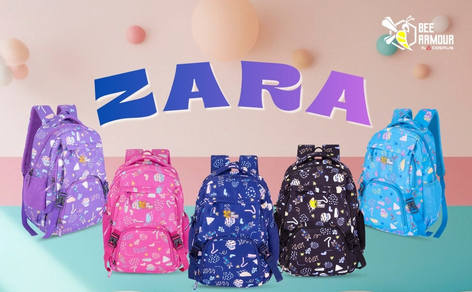 Bee Armour Zara Doodle Dream Backpack Pastel Fun Edition Colourful Spacious School Bag Banner